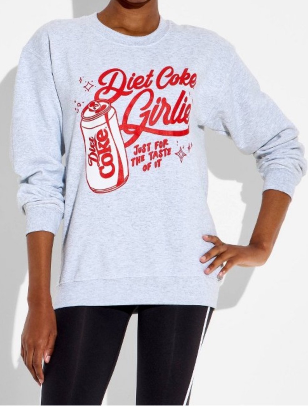 Women's Crewneck Diet Coke Graphic Pullover Sweatshirt - Light Gray